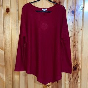 Umgee Waffle Knit Asymmetrical Top